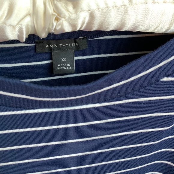 Ann Taylor Striped Boatneck Top in Night Sky - Picture 7 of 9